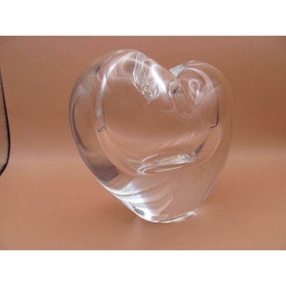 Handcrafted Crystal Heart Art Glass Bud Vase Paperweight Made in Brazil - Picture 10 of 14